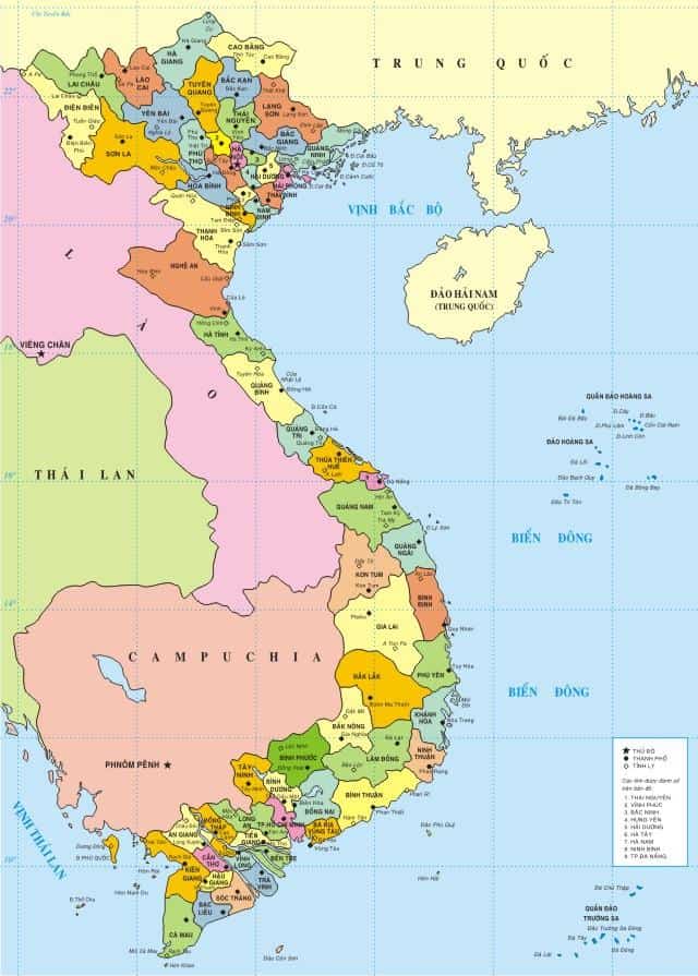 Bản đồ Việt Nam Các tỉnh thành phố cập nhập năm
