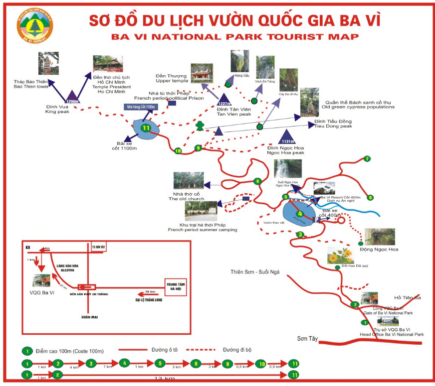 sơ đồ du lịch vườn quốc gia ba vì