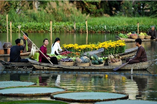 Những ngon thuyền chở đầy hoa quả thơm ngon