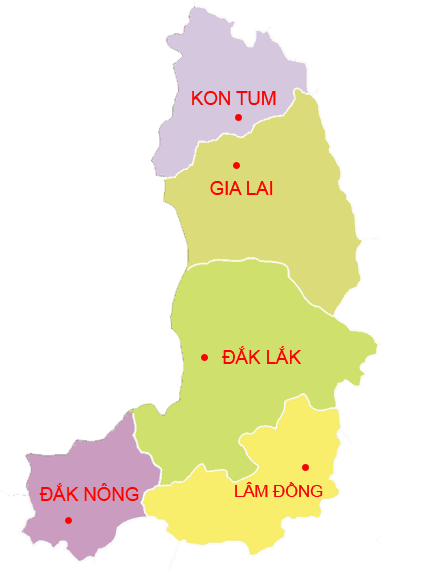 Bản đồ du lịch Tây Nguyên. (Ảnh ST)