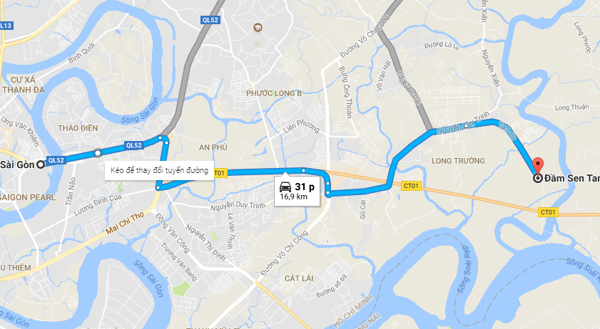 Hình ảnh bản đồ dẫn đường tới đầm sen Tam Đa