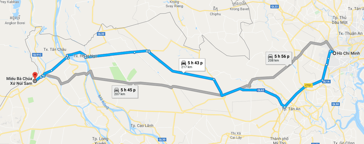 Bản đồ đường đi tới chùa Bà Châu Đốc An Giang Bản đồ đường đi tới chùa Bà Châu Đốc An Giang