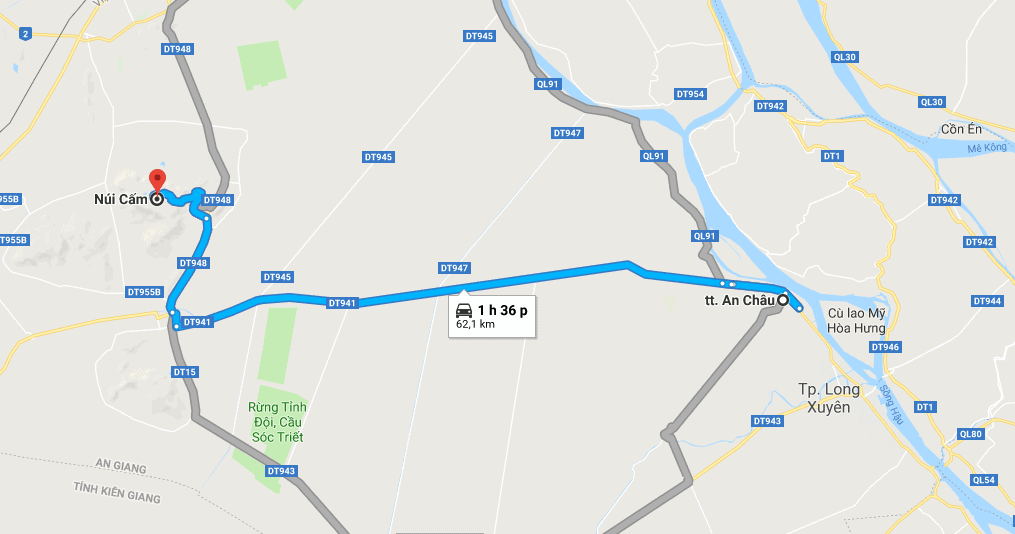 Bản đồ đường đi tới núi Cấm Bản đồ đường đi tới núi Cấm