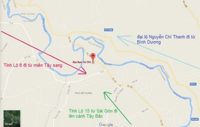 Đường đi Địa đạo từ các khu lân cận (sưu tầm) kinh nghiệm du lịch địa đạo củ chi
