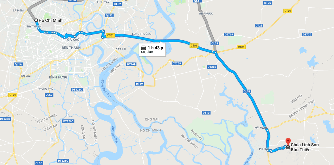 Bản đồ đường đi tới chùa Linh Sơn Bửu Thiên Bản đồ đường đi tới chùa Linh Sơn Bửu Thiên