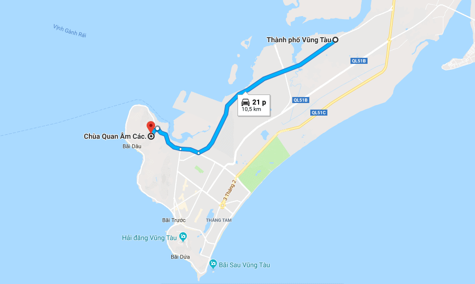 Bản đồ đường đi tới chùa Quan Âm Các Bản đồ đường đi tới chùa Quan Âm Các