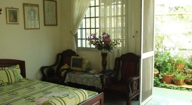 Phòng ngủ của homestay có hướng quay ra vườn (ảnh ST)