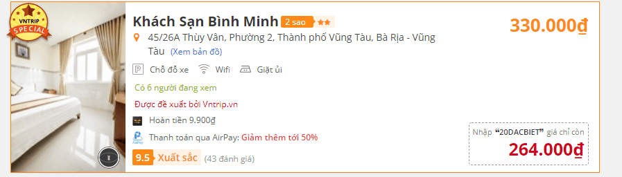 Giá phòng chỉ từ: 264.000₫/đêm Giá phòng chỉ từ: 264.000₫/đêm